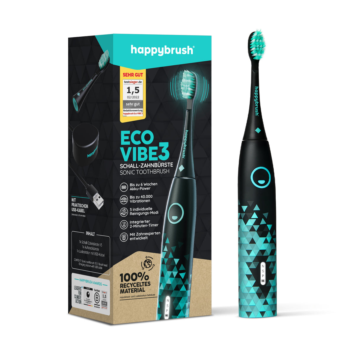 Brosse à Dents Sonique | Eco Vibe 3 Noir | Set S