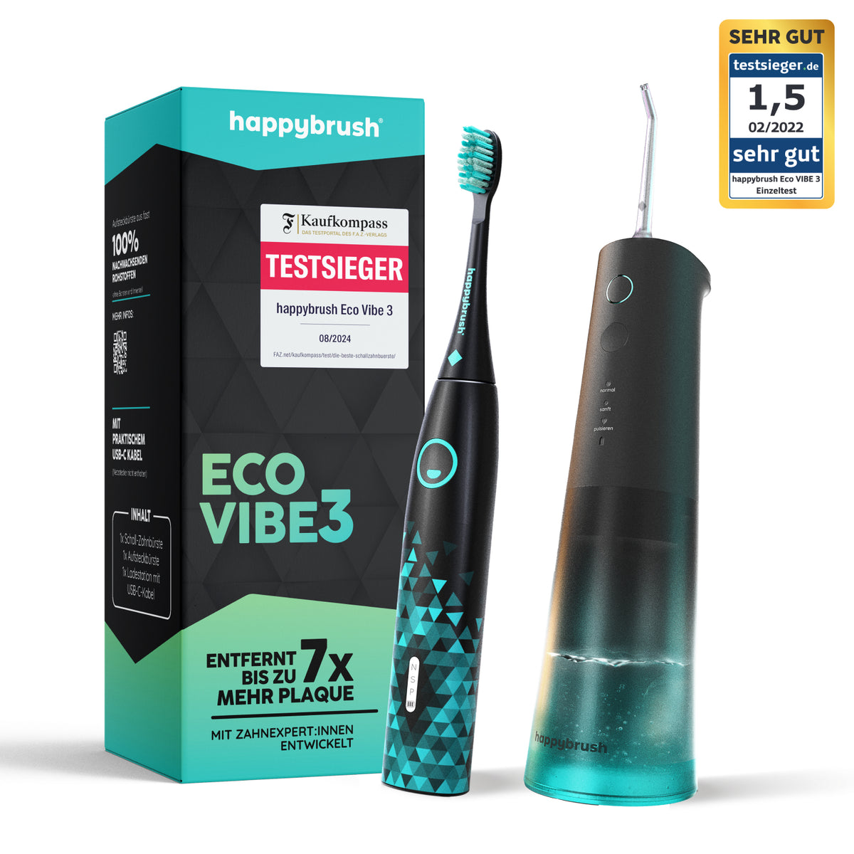 Set Jet Dentaire Hydropulseur & Brosse à Dents Sonique | Black-Mint