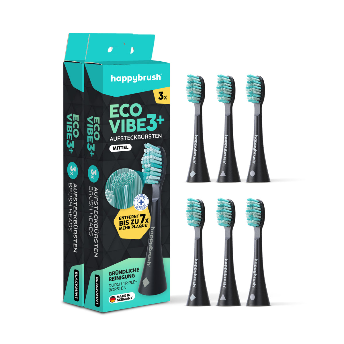 Têtes de brosse Sonique V3+ | Noire 6x