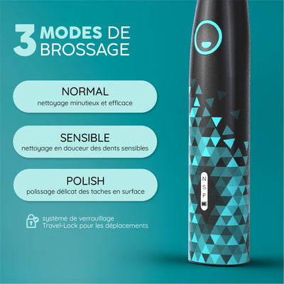 Brosse à Dents Sonique | Eco Vibe 3 Noir | Set XL