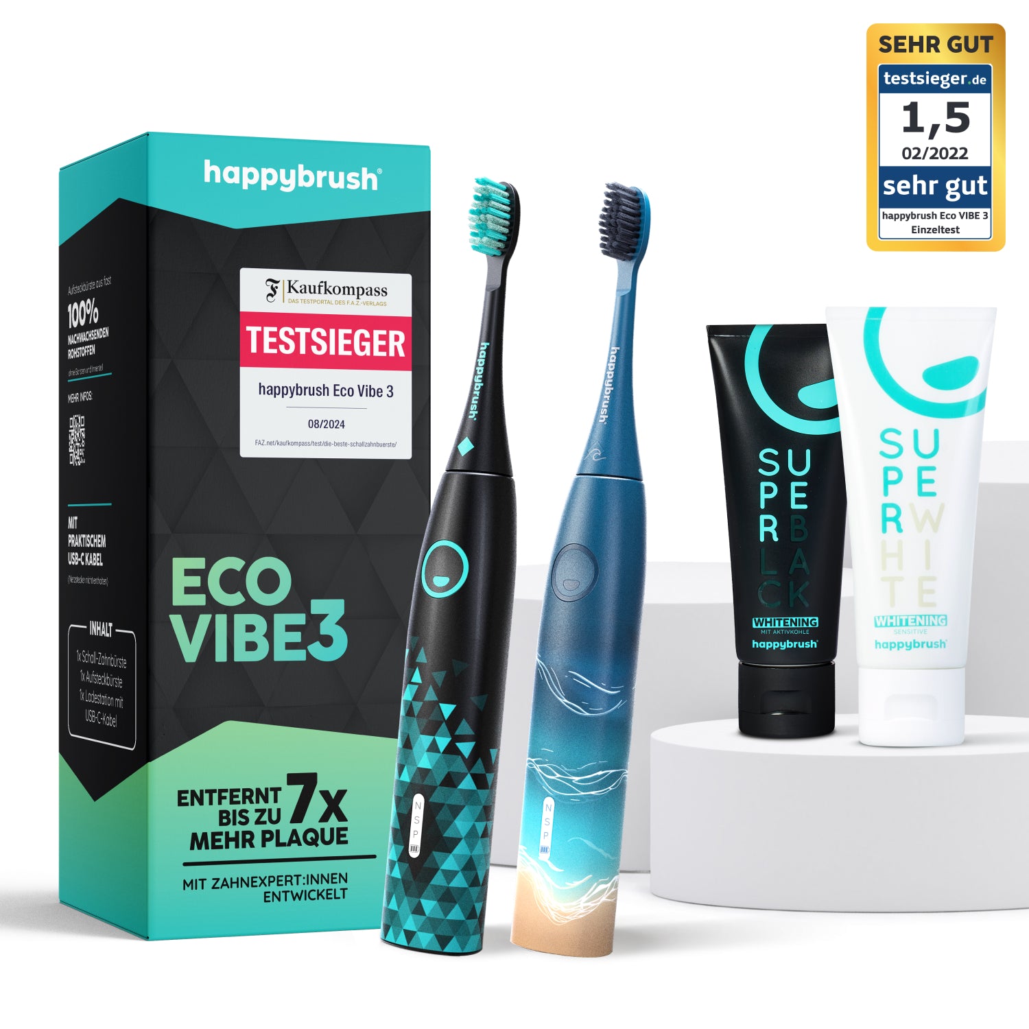Coffret Duo | Brosse à Dents Sonique | Eco Vibe 3 Noir & Ocean