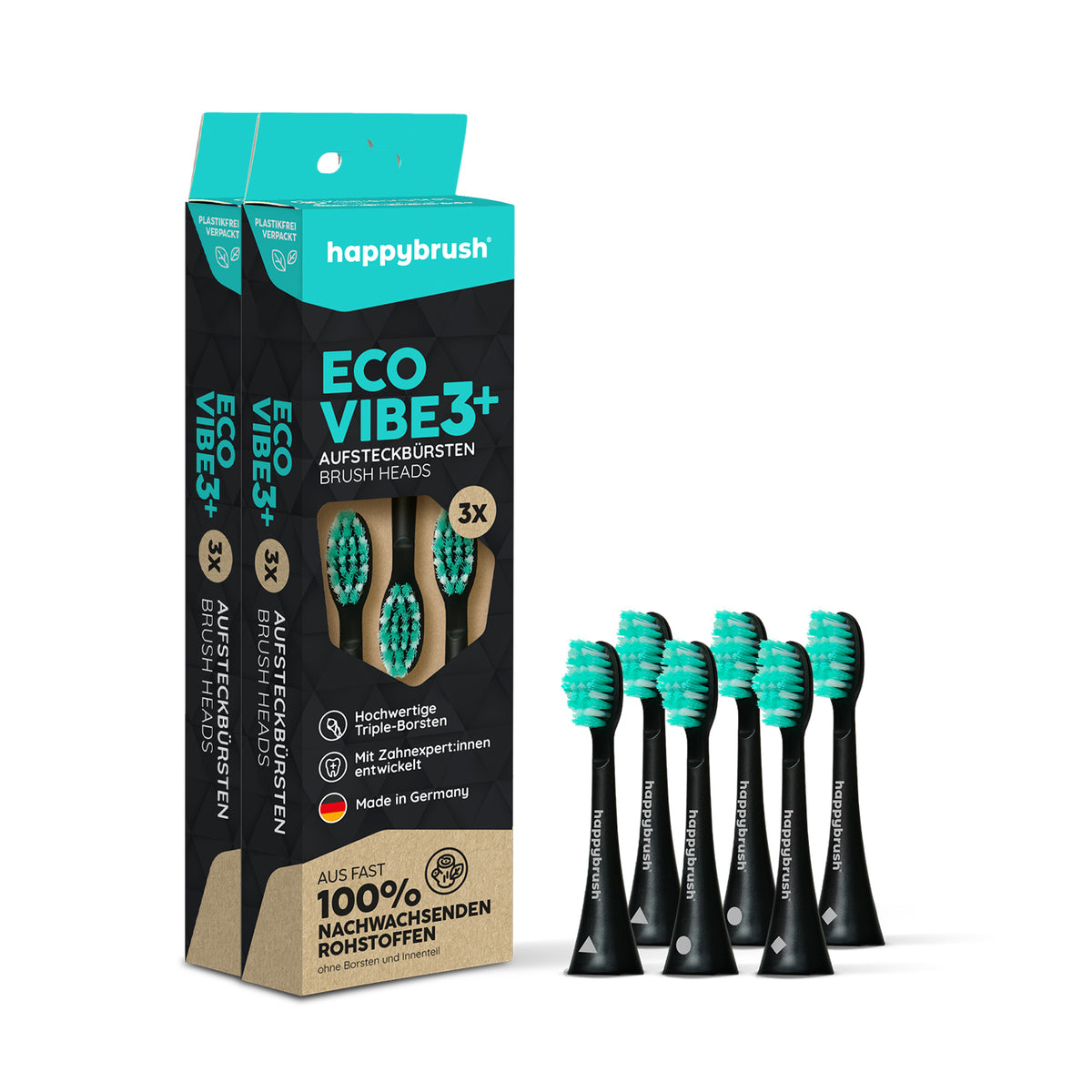 Têtes de brosse Sonique V3+ | Noire 6x