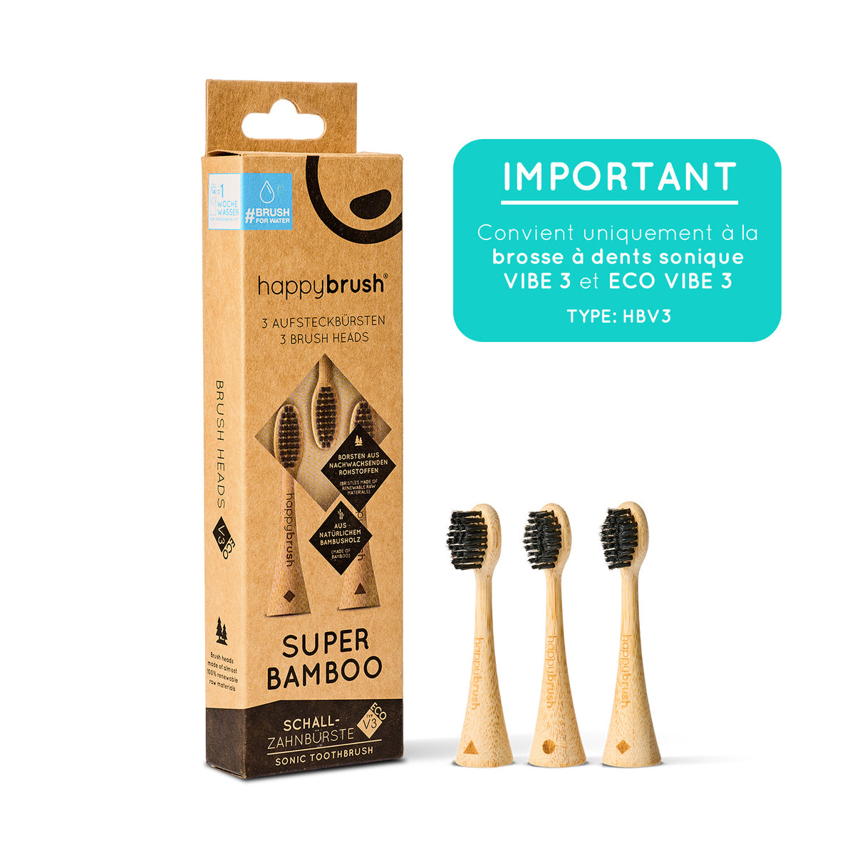 Têtes de brosse Sonique V3 | Bambou 6x