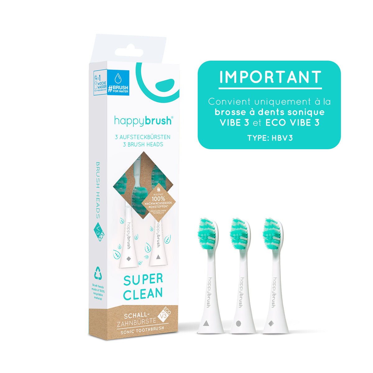 Têtes de brosse Sonique V3+ | Blanc 3x
